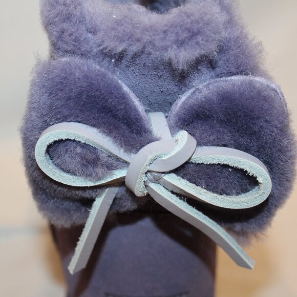 UGG WOMEN'S MINI BAILEY BOW SUEDE SHEARLING LINED ANKLE BOOTS PURPLE - Picture 6 of 9